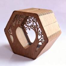 OurWarm Wedding Card Box With Acrylic Window, Rustic Brown Hexagon Gift Card Box For Wedding Decorations For Reception, Wooden Money Keepsake Envelopes Box For Wedding Decor Birthday Baby Shower Party - One Size Fits All - View 3