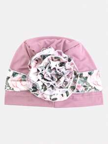 1pc Women's Side Flower Headscarf Hat, Chemotherapy Hat, Postpartum Hat, Hair Protection Cap, Suitable For Daily Use - Skin Powder - View 3