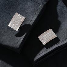 Men's Rectangular Strip Rhinestone Cufflinks Multi Line Crystal Inlaid Shirt Cuff Decor Office Business Suit Accessories - Multicolor - View 5
