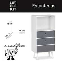 KIWI MOBLEKIT | Wooden Shelves For Storage And Decoration, Cube Or Rectangular Models With Door Or Drawer Options, Modern Auxiliary Furniture For Living Room, Bedroom Or Office - 四層書架 45x29x95 公分 白色和灰色 - 查看 3