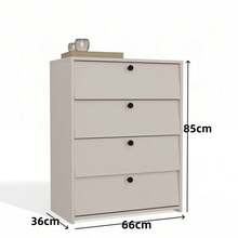 2 In 1 Natural Oak 4 Drawer Dresser & Hidden Flip Shoe Cabinet, Slim 36cm Depth Narrow Storage Chest 66*36*85cm, Space Saving Multi-Layer Shoe Rack Organizer, Minimalist Dust-Proof Storage Furniture For Entryway Hallway Small Bedroom Apartment - Multicolor - View 2