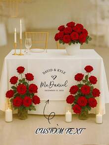 Customized Wedding Welcome Banner, Wedding Tablecloth, Personalized Linen Striped Bar Event Sign, Bar Event Banner, Customizable Name - Multicolor - View 7
