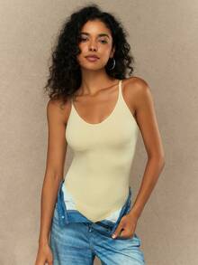 Aaseow Women's Shaping Bodysuit, Seamless Waist-Cinched Shaping,Backless Bodysuit Sports Summer - Apricot - View 5