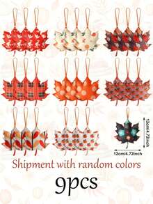 3/6/9pcs Random Color Cute Felt Autumn Leaf Tree Decor, Thanksgiving Leaf Pumpkin Hanging Ornaments, Suitable For Baby Shower And Home Decoration - Multicolor - View 8