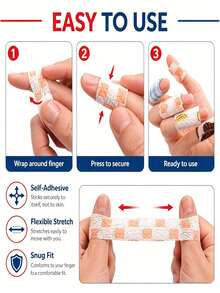 8/4/1 Roll Random Color Printed Self-Adhesive Finger Bandages, Anti-Wrinkle Wear-Resistant Finger Sleeves, Durable Finger Protection Covers, Suitable For Writing, Nail And Injured Finger Protection, Perfect For Office, Sports And Outdoor Work - Multicolor - View 7