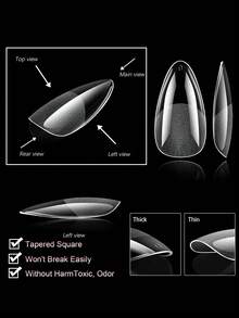 480pcs Transparent Soft Gel Nail Tips, Almond/Coffin/Square Semi-Matte False Nails, Suitable For Home DIY, Nail Salon Use, Wedding, Graduation Prom, Vacation And Party Nail Art Styling - View 4