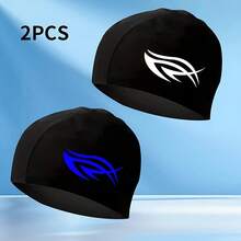 Babous 2pcs Breathable Elastic Swim Caps, Non-Slip Design, Unisex Knitted Swim Caps, Perfect For Swimming Pools, Beaches And Summer Recreation - Multicolor - View 4