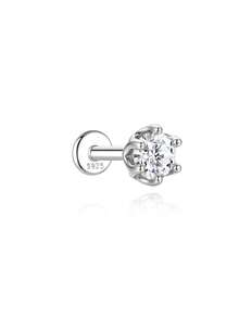 1件 0.06-0.3ct 925純銀莫桑石鼻釘 平底低過敏鼻環穿刺飾品 鼻環耳釘 男女通用日常配戴 - 銀色 - 查看 13
