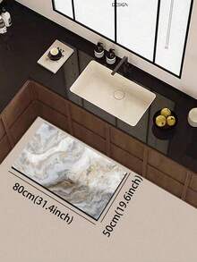 1pc Luxury Gold Foil Ink Wash Marble Print 3.5mm Soft Rubber Indoor Mat, Dirt-Resistant Anti-Fatigue, Small Rug Bathroom Mat Outdoor Door Mat, Suitable For Kitchen, Bathroom, Laundry Room, Living Room, Garden - Multicolor - View 15
