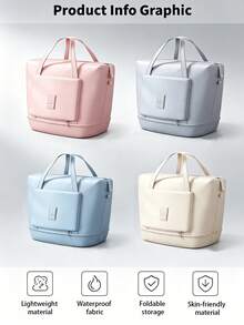 Expandable Travel Tote Bag, Waterproof Large Capacity Weekender Handbag With Separate Shoe Compartment, Lightweight Portable Carry On Duffle Bag For Travel, Gym, Camping - View 5
