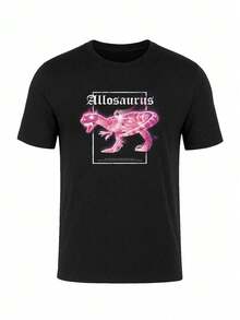 Men Minimal Chest Graphic Print T-Shirt Soft Cotton Tee - 黑色 - 查看 1