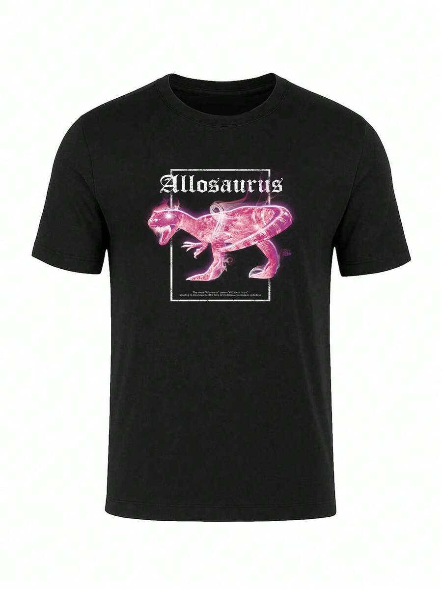 Men Minimal Chest Graphic Print T-Shirt Soft Cotton Tee - 黑色 - 查看 1
