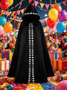 Men's Medieval Renaissance Carnival Party Cosplay Cape Stage Performance Costume - Black - View 1