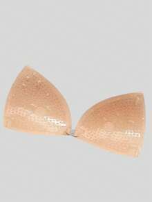 1pc Women's Invisible Transparent Strapless Front-Clasp Deep V Padded Silicone Push-Up Bra, Lingerie Accessory, Suitable For Summer Matching With Dresses, Jumpsuits, Wedding Dresses - Apricot - View 7