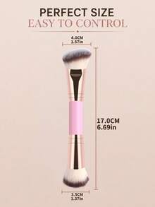 Dual-Ended Makeup Brush - Angled Contour Brush And Flat Foundation Brush, Suitable For BB Cream, Liquid Foundation, Achieving Seamless Blending, Shading And Contouring (Professional Makeup Brush Set), Foundation Brush, Concealer Brush, Blush Brush, Contour Brush, Blush Brush, Contour Brush, Powder Brush, Foundation Brush, Blush Brush - Rose Gold - View 8
