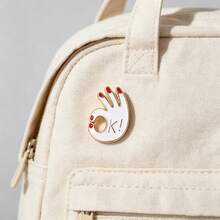 1pc OK Gesture Enamel Badge, Cute Red Manicure Palm Shaped Lapel Pin, Versatile Metal Badge Suitable For Coats, Backpacks, Daily Decoration For Boys And Girls - Multicolor - View 2