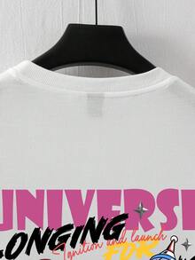 Men's Street Style Rocket Graffiti Print T Shirt - Casual Loose-Fit Round Neck,Breathable Polyester Fiber,Machine Washable - Perfect Choice For Summer - 白色 - 查看 5