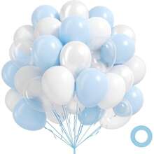 60pcs Blue And White Balloons Set,Clear Pearl White Light Blue Balloons For Bridal Shower Anniversary Graduation Wedding Birthday Party Decorations - Style 1 - View 1