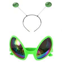 1set/,Unique Funny Alien Costume Headpiece, Realistic Interesting Alien Headband Glasses For Holiday Party, Space Alien Theme Role Play Costume Activity, Perfect For Birthday Party And Photography Props - Dress Up - View 3
