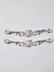 2pcs Punk Decadent Gothic Bat Shoe/Boot Decor, Holiday Party Gift, Halloween - Silver - View 3