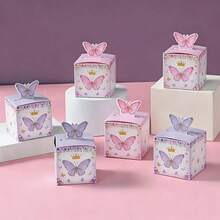 6pcs Paper Party Candy Boxes, Unicorn Mermaid Butterfly Theme Snack Gift Boxes, Suitable For Kids Birthday, Baby Shower, Gender Reveal, Wedding - View 7