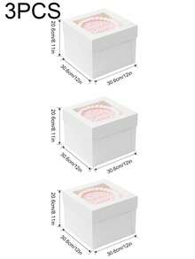 1/3Pcs White Cake Box With Window,Reusable Bakery Box Takeaway Box,Large Cardboard Carrier Take Out Container With Lids,Food Packaging Box,Square Multi-Layer Cake Holder,For Baking,Pastries,Pie,Candy,Chocolate,Cookies,Donut,Birthday,Party,Gift Giving - Multicolor - View 14