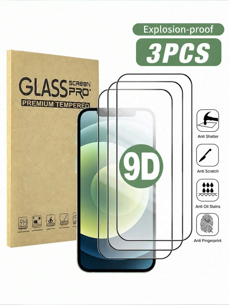 BOLLYMORE 3片裝高清晰透明鋼化玻璃螢幕保護貼，相容於 Apple 15 PROMAX、15、16、15 PRO、14、13、12、11、XR、XS、X、7、8、17/17 Pro/17 Pro Max/17 Air，防刮、防碎、防水