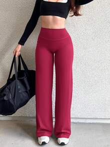 YEOREO Workout Leggings Womens No Front Seam Straight Leggings  31.5" High Waist Buttery Eddiy Gym Yoga Pants Winter Leggings For Women - 寶石紅 - 查看 2