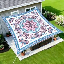 1 pieza Vela de sombra solar cuadrada con estampado geométrico de girasol fresco, adecuada para patio pequeño, piscina, área de ocio al aire libre de villa. Sombrilla de playa, tela de sombra solar para exteriores, toldo de playa, tienda de playa, sombra solar para patio, cenador al aire libre, cenador - Bohemia C - Ver 35