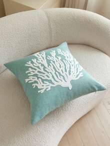LCUHPCL 1pc Tropical Ocean Style 3D Embroidered Coral Pillow Case, Home Decor For Living Room, Bedroom, Party, Outdoor Patio And More - Mint Blue - View 7
