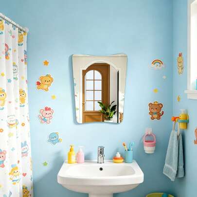 1 pieza Espejo de pared asimétrico ondulado de Body completo, espejo acrílico de alta definición, decoración de habitación, decoración del hogar, decoración de sala de estar, espejo de baño, espejo de pared
