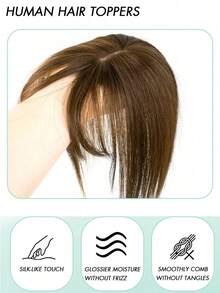 Real Hair Bangs Clip-In Extensions, Dark Brown Color, Upgraded Version, For Women, Covers Gray Hair, Increases Hair Volume, Lightweight & Seamless, Silk Base, Clip Design - S4 - View 6