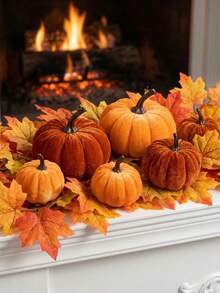 6pcs/1pc Artificial Fake Faux Velvet Foam Fabric Pumpkins Decoration,Autumn Home Pumpkin Decoration,Various Velvet Pumpkins,Realistic Pumpkins, Artificial Autumn Table Decor,Suitable For Thanksgiving,Autumn Dining Table Centerpiece,Autumn Home Farm Harvest Decor,Dining Table Centerpiece,Fireplace Mantel Kitchen Decor,Home Decor,Rustic Autumn Wedding,Fireplace Decor,Kitchen Decor,Artificial Autumn Dining Table Decor - A - View 7