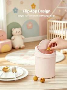 Mini Papelera de Escritorio de Plástico con Tapa Giratoria, 3 Colores Disponibles, Perfecta para Oficina en Casa, Cocina, Dormitorio, Tocador, Almacenamiento de Escritorio, Papelera Compacta, Contenedor de Basura Pequeño, Organizador de Basura Giratorio - Papeleras de los dormitorios - Ver 4