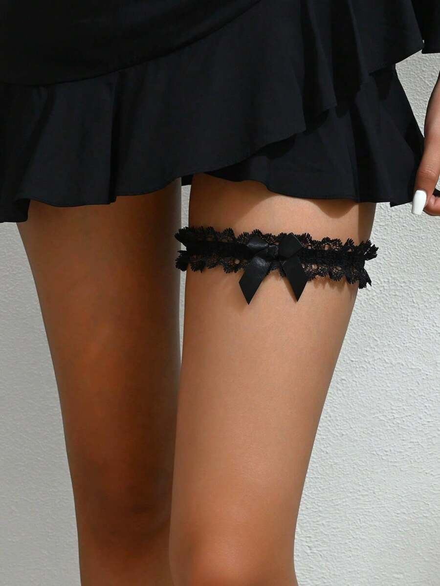 1pc Sexy Elegant Lace Bow Leg Garter For Women, Wedding Party - Multicolor - View 1