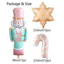 5Pcs Christmas Balloons Set, Nutcracker Soldier Cookie Color Snowflake And Pink Candy Cane Foil Balloons For Christmas Nutcracker Ice Snow Winter Gingerbread Theme Birthday Party Decorations - View 7