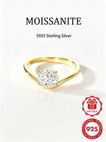 1.5CT 925 Sterling Silver Engagement Rings For Women Oval Cut Moissanite Bands Curved Wedding Promise Gold Rings For Her - Gold - View 7