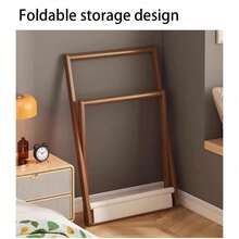 Compact Foldable Bamboo Standing Clothes Rack, Can Be Used As Towel Rack, Multi-Function Coat Rack, Storage Rack, Freestanding Wardrobe Storage Rack, Multi-Function Storage Rack For Bedroom And Living Room - Multicolor - View 4