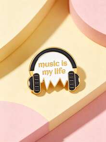 1件「Music Is My Life」琺瑯胸針徽章飾品禮物 鋅合金 - 彩色 - 查看 3