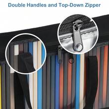 3pcs Large Capacity DVD Storage Box – 58 X 22 X 13 Cm Foldable Case With Carry Handles For Home, Office, Or Travel - Black - View 7
