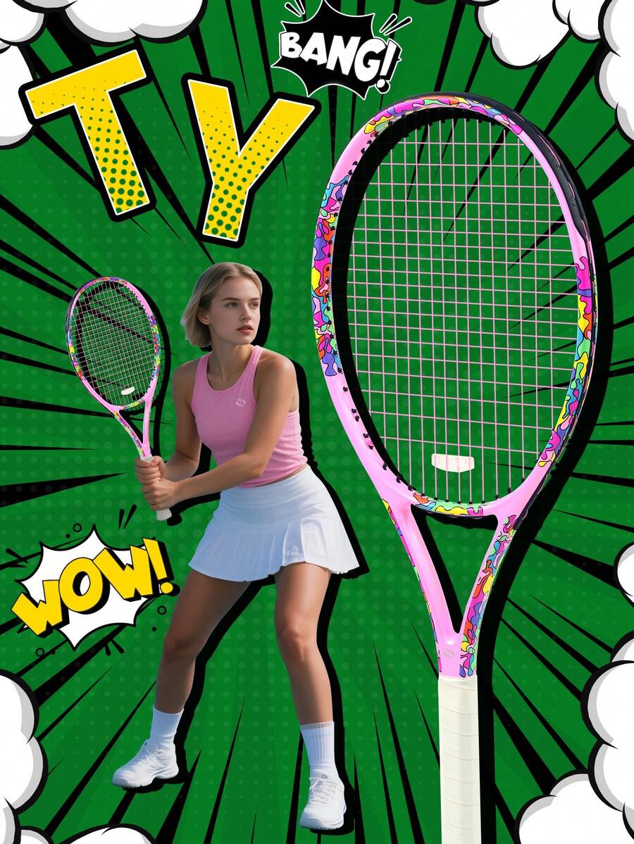 SALYWEE Professional Balanced Tennis Racquet, 105 Sq.In. Oversize Head, Lightweight Carbon Fiber One-Piece Molding, 16x19 String Pattern For Power & Spin, Ideal For Training, Adults, Men & Women, Beginner Sports Equipment