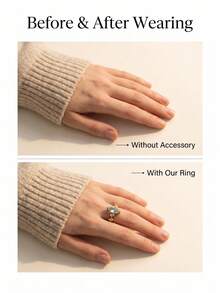 1pc 925 Sterling Silver Women's Aquamarine Ring, Adjustable Size,Elegant Designed Earrings, Suitable For Daily Wear, Holidays,Anniversaries And Gifts - Gold - View 10