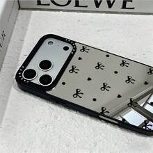 可愛黑色鏡面時尚防摔蝴蝶結愛心圖案手機殼，適用於 iPhone 13/11/17/17 Pro/16/14/15/15 Pro/15 Plus/15 Pro Max/X/Xs Max/Xr/11 Pro/12 Pro/13 Pro/14 Pro/11 Pro Max/12 Pro Max/13 Pro Max/14 Pro Max/14 Plus/17 Pro Max/17 Air，春季禮物 - 彩色 - 查看 3