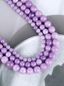 1 Strang natürliche lila Kunzit-Perlen, rund, lose Spacer-Perlen für Schmuckherstellung, DIY handgemachte Armband-Anhänger und Accessoires, 6/8/10 mm - Verschiedenfarbig - Übersicht 4