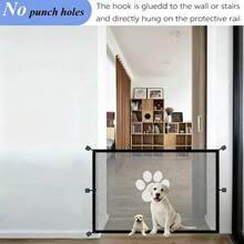 No-Drill Pet Isolation Net, Dog Barrier For Home Protection, Transparent And Stable, Super Easy Installation - Black - View 5