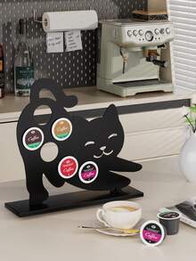 Cute Cat Shaped Coffee Capsule Holder, Creative Iron Storage Rack With Round Slots For Coffee Pods,Design Decorates Kitchen Countertops,Perfect For Coffee Bar, Office And Home Coffee Station Display And Organization. - Multicolor - View 6