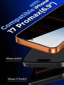 2片裝 隱私螢幕保護貼 防摔防刮，相容 iPhone 18 Pro Max/18 Pro/17 Pro Max/17/17 Pro/16/16 Plus/16 Pro/16 Pro Max/15/15 Pro/15 Plus/15 Pro Max/14/13/12/11，生日禮物，為家人與朋友提供隱私螢幕保護 - 黑色 - 查看 3