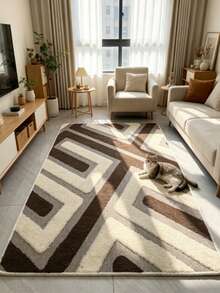 1pc French Luxury Cream Style Floral Diamond Pattern Thickened Carpet, Washable Living Room Rug, Home Decor, Kitchen Rug, Bathroom Rug - Multicolor - View 4