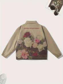 Men's Spring/Autumn Casual Floral Print Lapel Collar Jacket - Camel - View 10