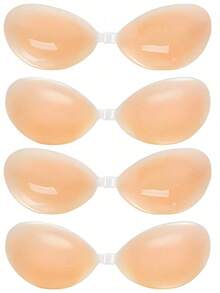 1/2 Pairs Women's Self Adhesive Silicone Strapless Bra, Invisible Push Up Sticky Bra With Gathering Design For Wedding, Ball Gown & Backless Dress - Apricot - View 20